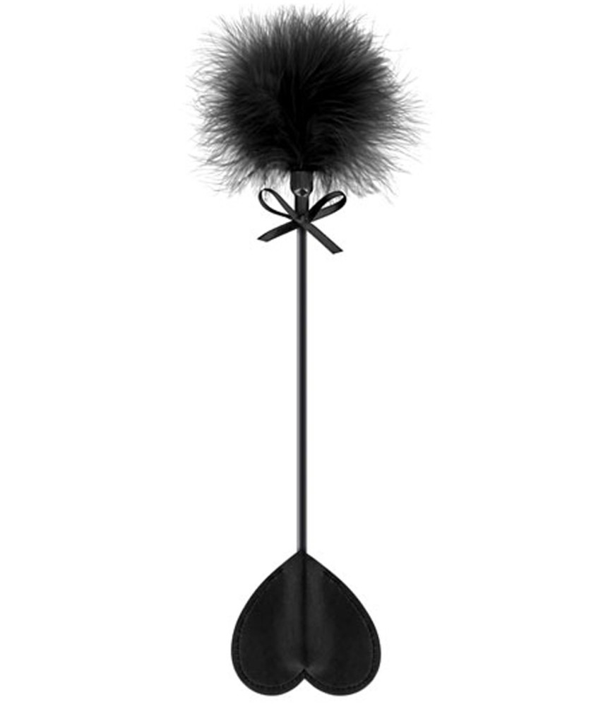 Cravache noire coeur bdsm avec plumeau noir - CC5700760010